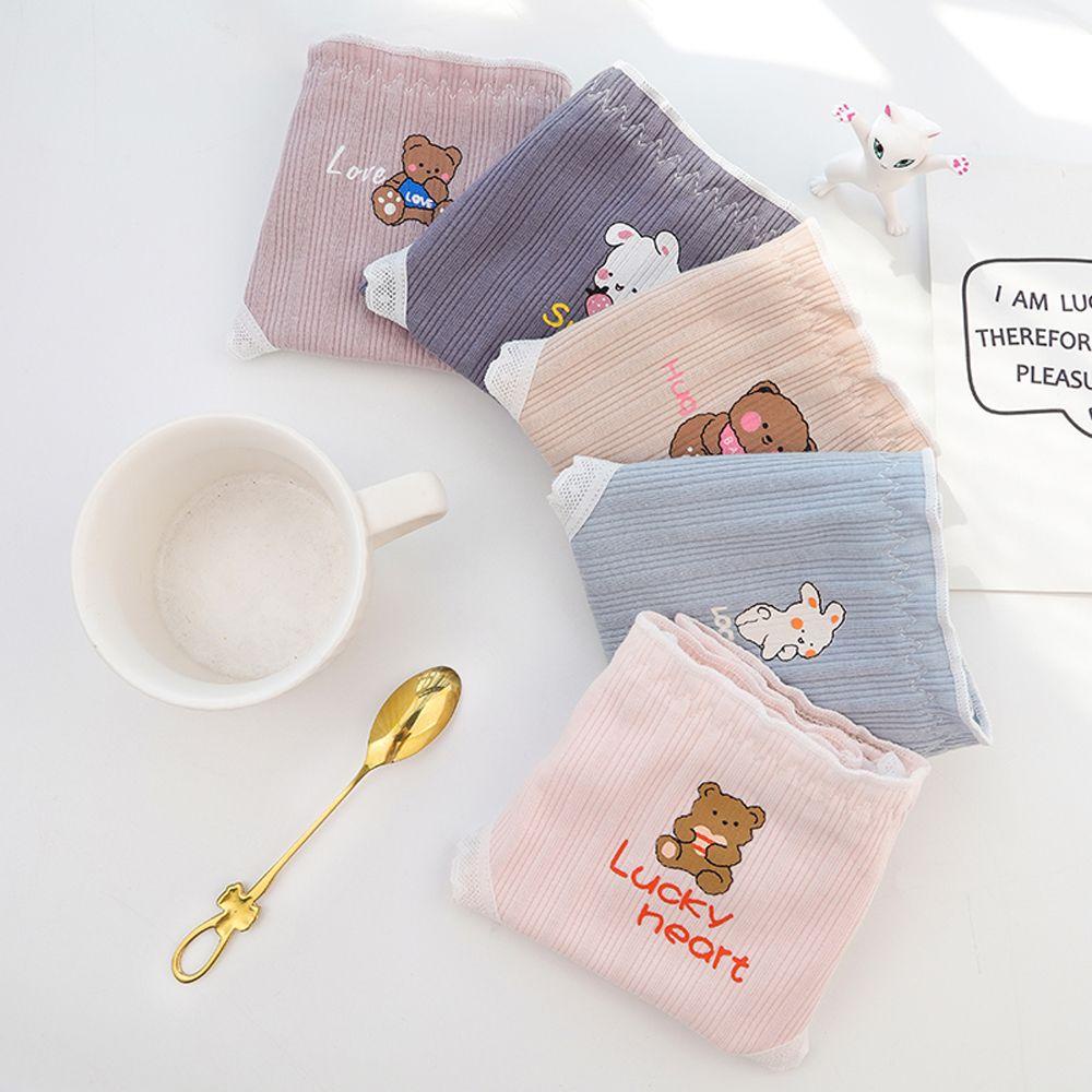 OCEANMAP Quần Lót Cotton Họa Tiết Thỏ Hoạt Hình Và Chữ In Cho Nữ