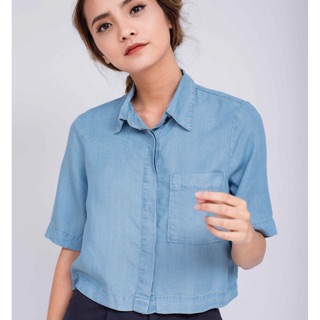 Sơ mi croptop jean Bò Sữa