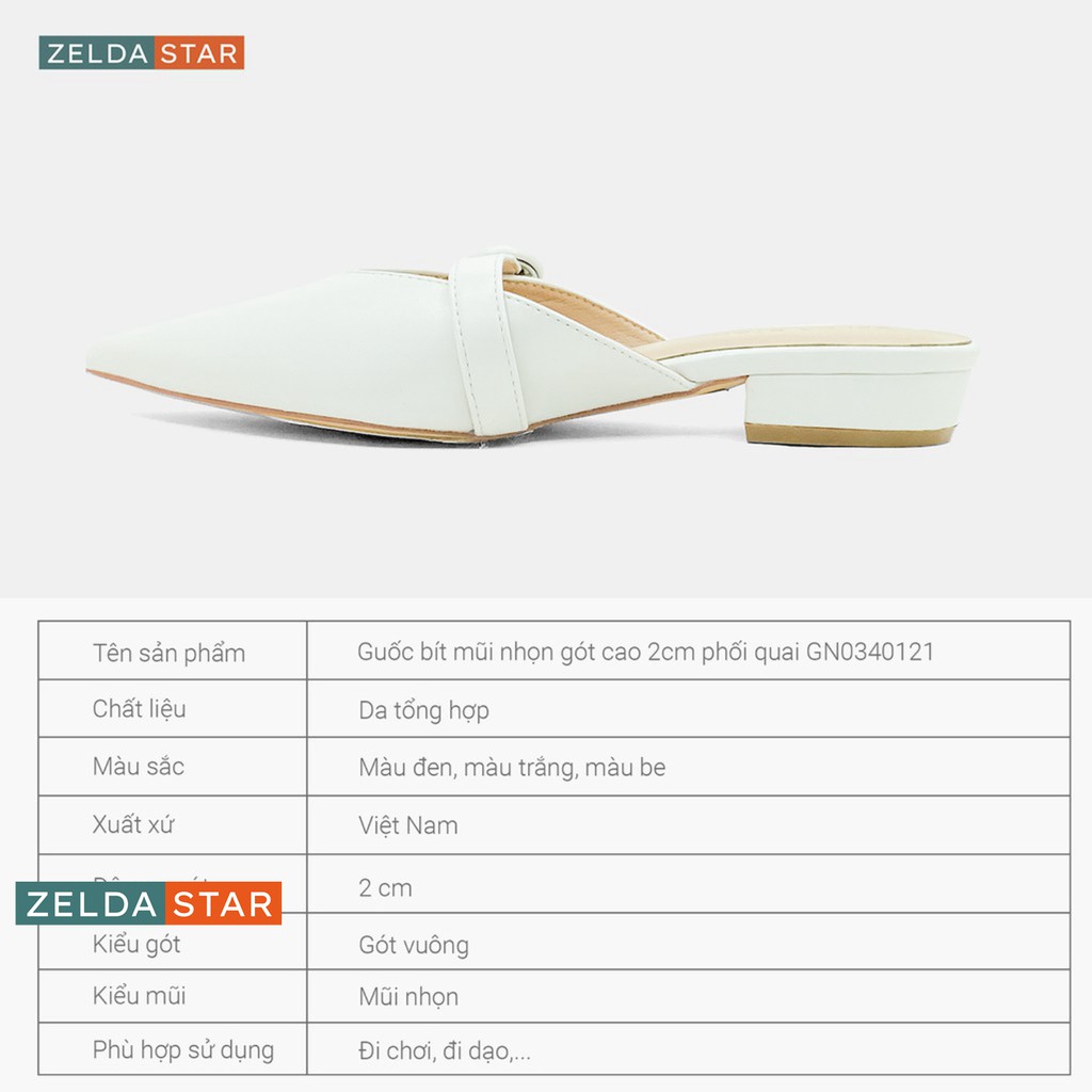 Guốc Zelda Star mũi nhọn cao 2cm phối quai - GN0340121