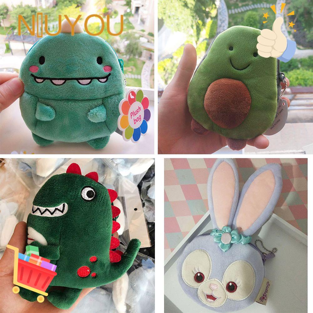 Túi vải lông NIUYOU đựng tiền xu / cáp / tai nghe có khóa kéo nhỏ gọn hình hoạt họa làm quà sinh nhật cho bé trai