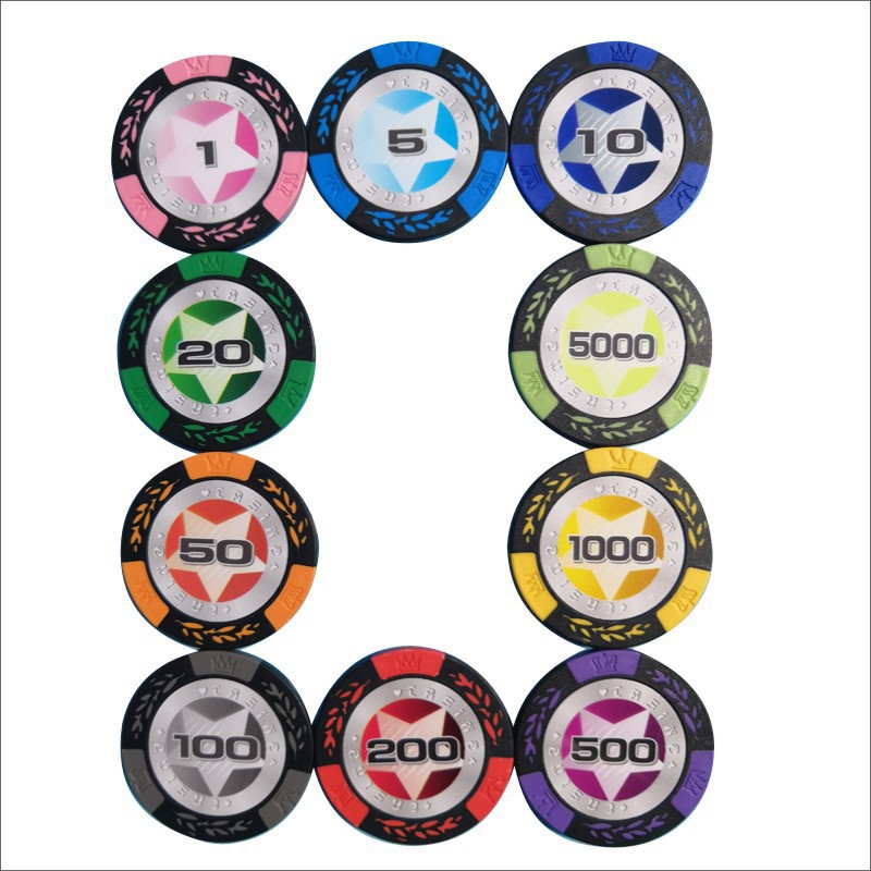 Chip poker có số, phỉnh poker dòng lúa mạch + ngôi sao chất nhựa cao cấp PK 7