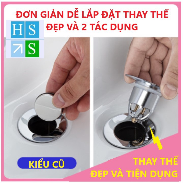 Nắp đậy lỗ thoát xả nước bồn rửa Lavabo sang trọng tiện dụng thay thế nắp lật nắp cao su cũ bồn rửa mặt - HS Shop