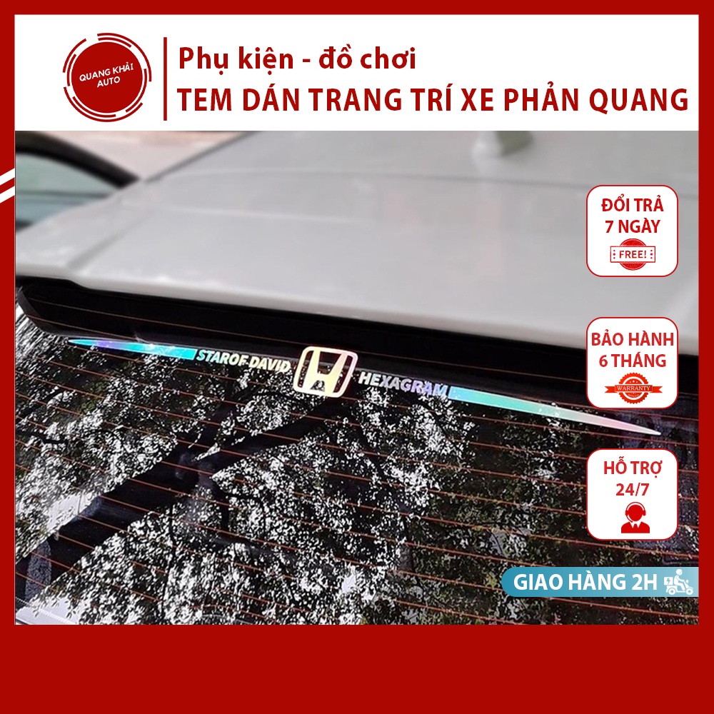 Tem Decal Dán Trang Trí Xe Ô Tô Laser Phản Quang Biểu Tượng "STARCFDAVID - Logo Hãng Xe - HEXAGRAM"