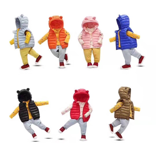 Áo gile phao tai gấu cho bé trai và bé gái hàng loại 1 mã GG67080