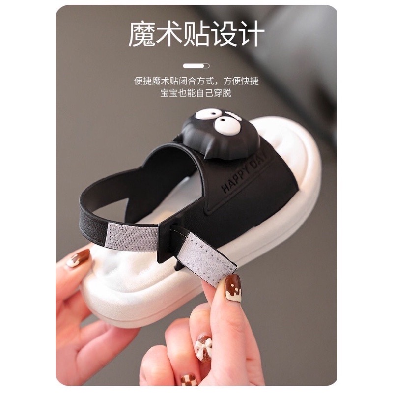 Dép sandal hoạt hình mặt đen ngộ nghĩnh cho bé 2-8 tuổi