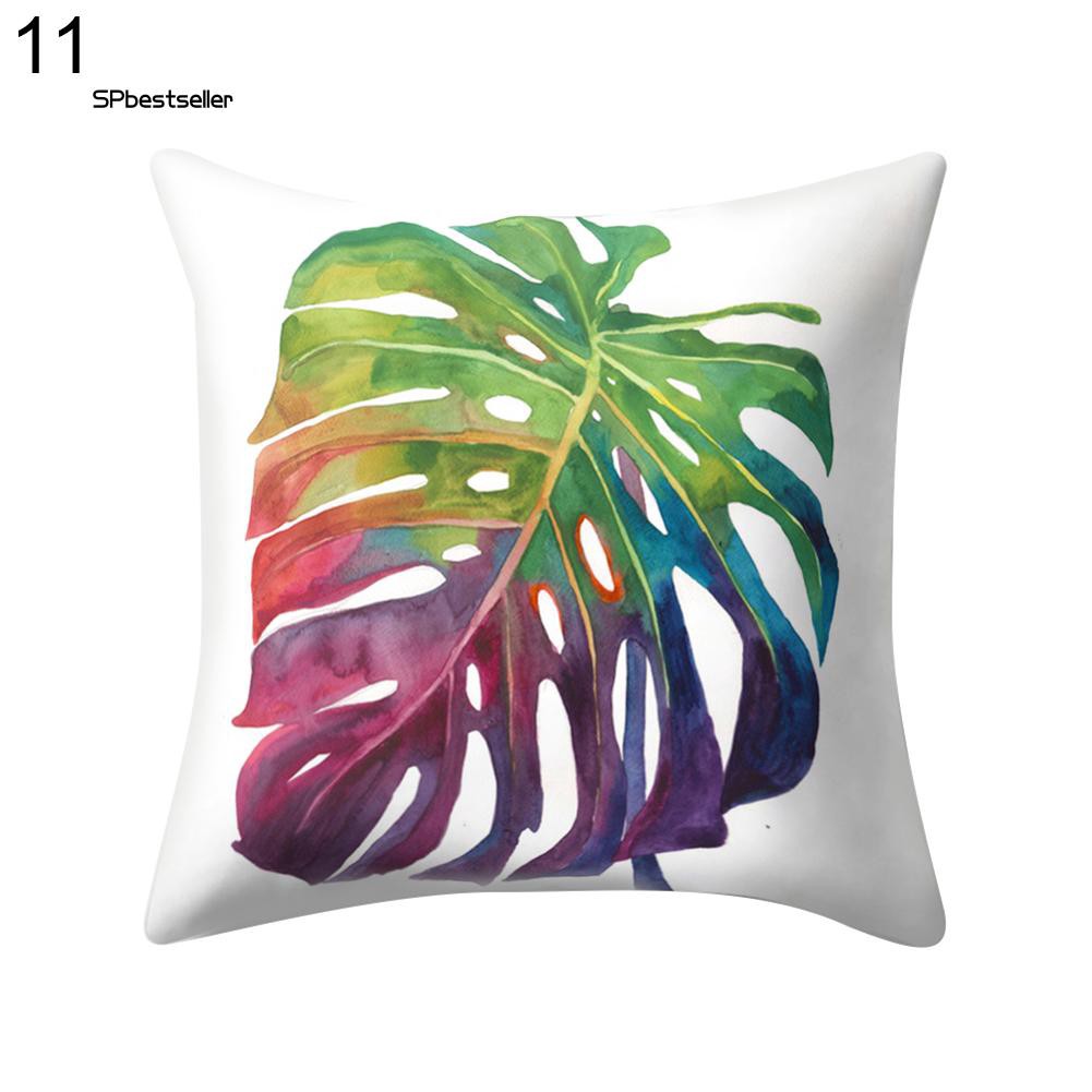 Vỏ gối sofa in họa tiết lá nhiệt đới nhiều màu sắc sáng tạo