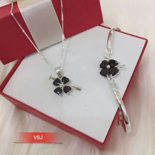 Bộ trang sức bạc ta cỏ 3 lá .