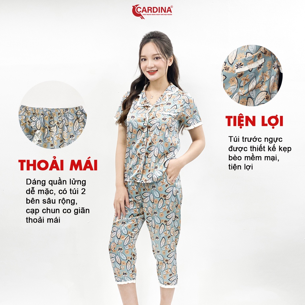 Đồ Bộ Nữ 𝐂𝐀𝐑𝐃𝐈𝐍𝐀  Pijama Bộ Mặc Nhà Chất Lụa Satin Nhật Cao Cấp Họa Tiết Tinh Tế 1Pi26