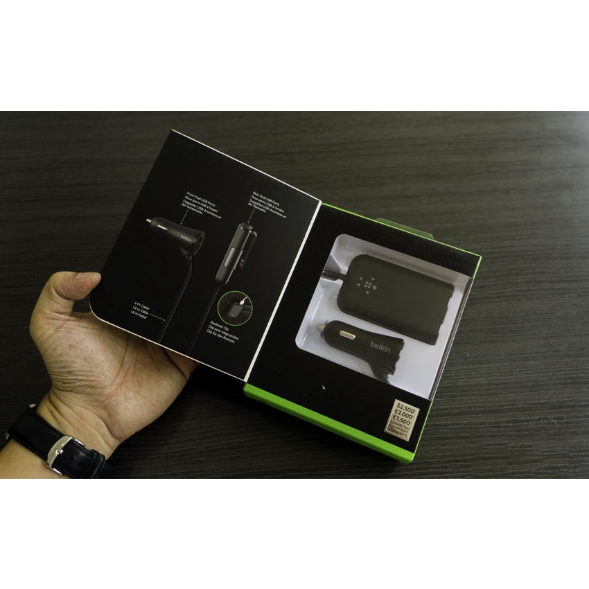 Tẩu Sạc ô tô sạc nhanh 4 cổng Belkin Rockstar Đen 1.8m - F8M925bt06-BLK