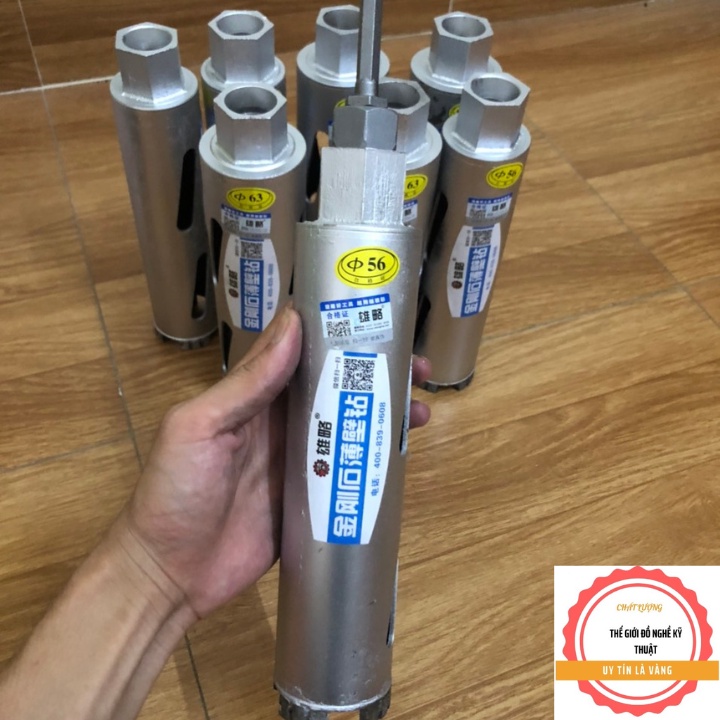 Mũi khoan rút lõi khô phi 56, 63 dài 250mm  chuyên dùng cho thợ điều hòa, mũi rút lõi