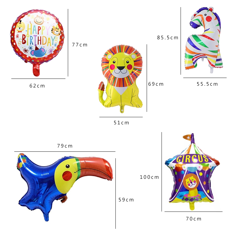 Xiếc Động Vật Lá Nhôm Bong Bóng Bong Bóng Bơm Hơi Chúc Mừng Sinh Nhật Trang Trí Bữa Tiệc Trẻ Em Trang Trí Bữa Tiệc
