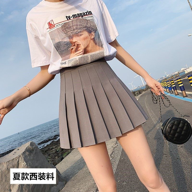 Chân Váy Xếp ly Kaki màu Chữ A Dáng ngắn Váy Thiết Kế xếp ly | BigBuy360 - bigbuy360.vn