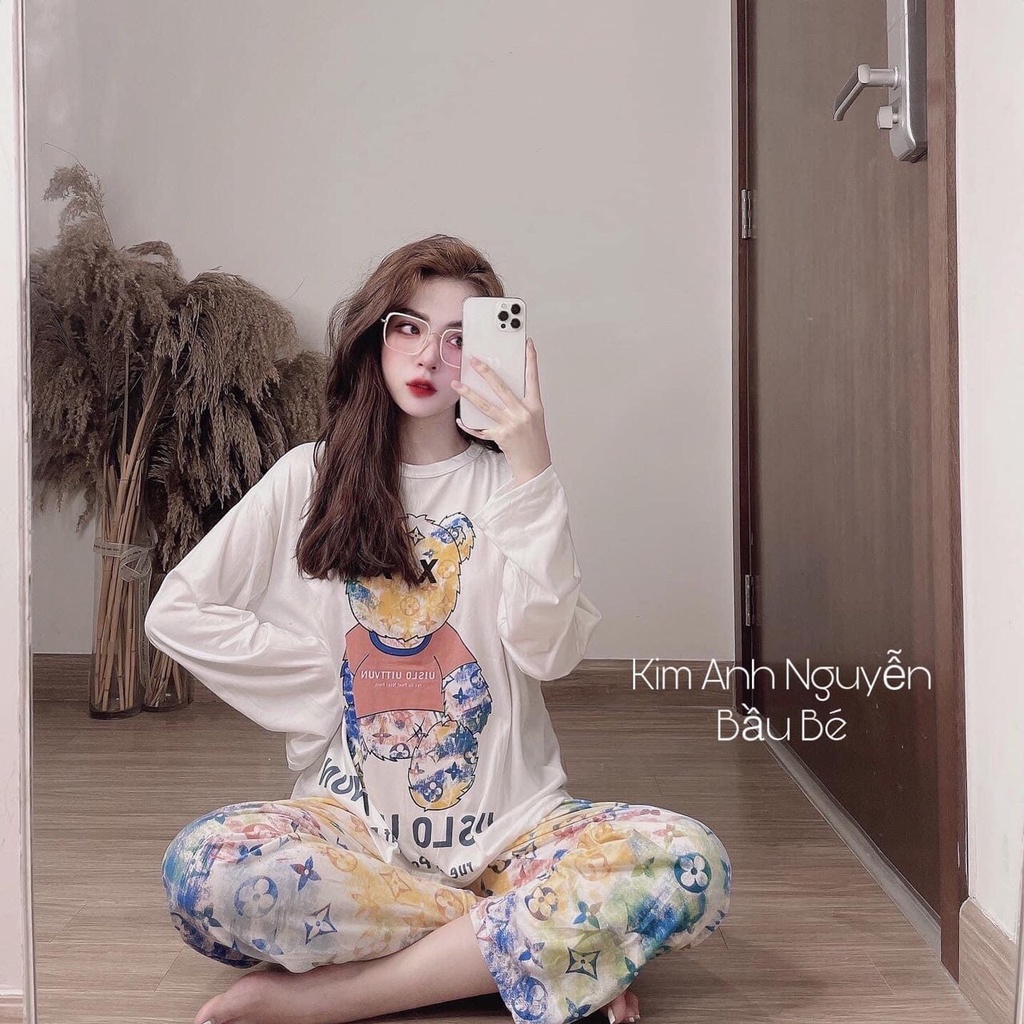 Bộ ngủ dài tay phù hợp mùa xuân mùa thu mùa đông hoạt hình dễ thương (Kèm video và ảnh thật) | BigBuy360 - bigbuy360.vn