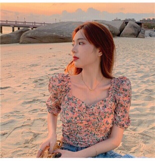 ✨Áo Kiểu Cổ V Dún Ngực Hoa