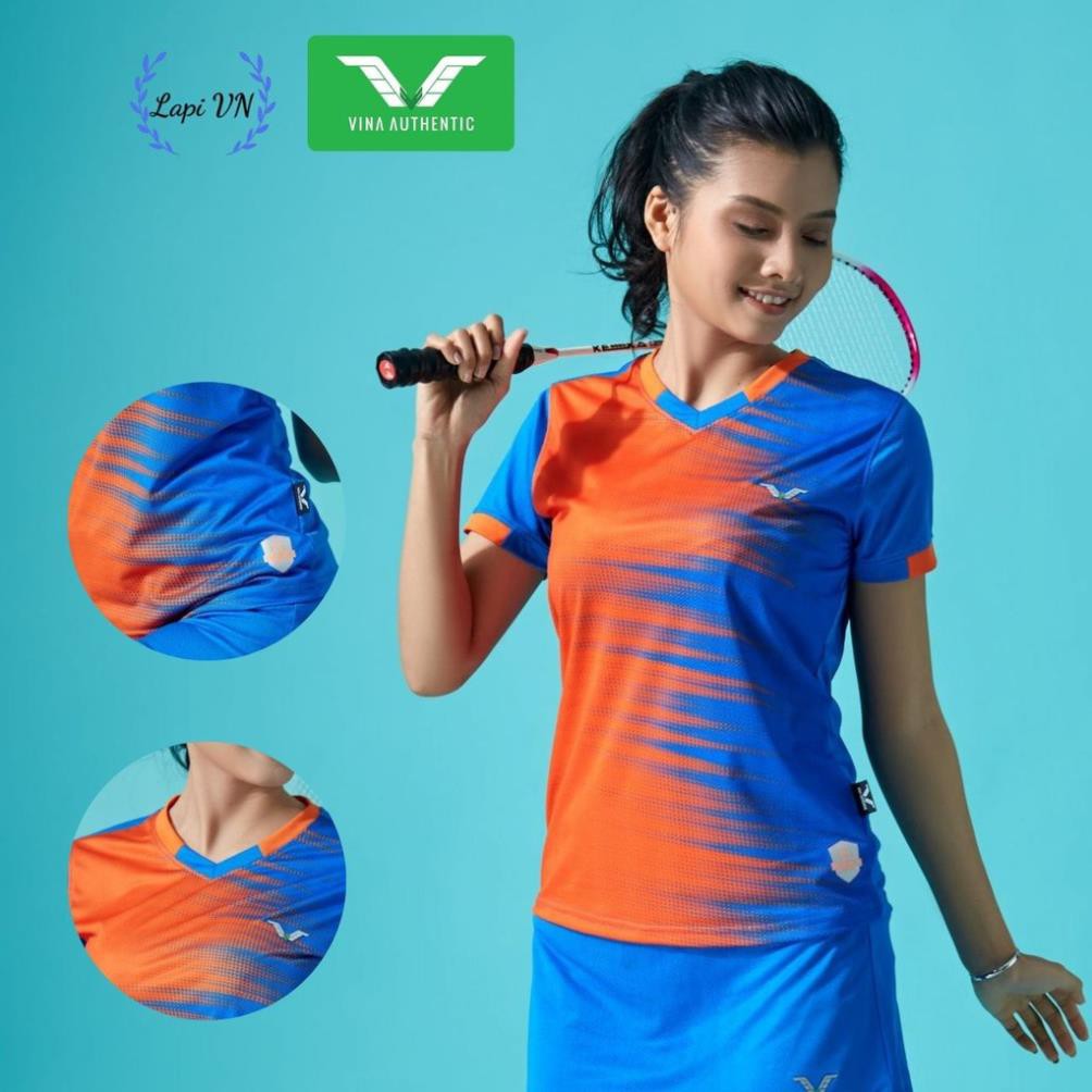 Áo Cầu Lông Nữ Cổ Tròn AVT06 Vina Sport- Lapi VN Áo Tập Gym Tennis , Chất Thun Thấm Hút Mồ Hôi, Thoáng Mát, Full Size  ཾ