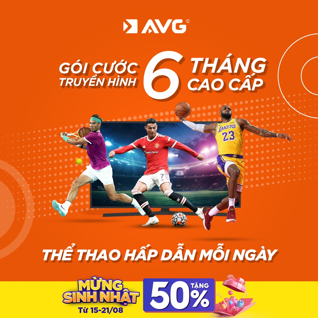 Tặng 01 tháng cước - Gói cước đầu thu kỹ thuật số 6 tháng cước Cao cấp AVG - CC6