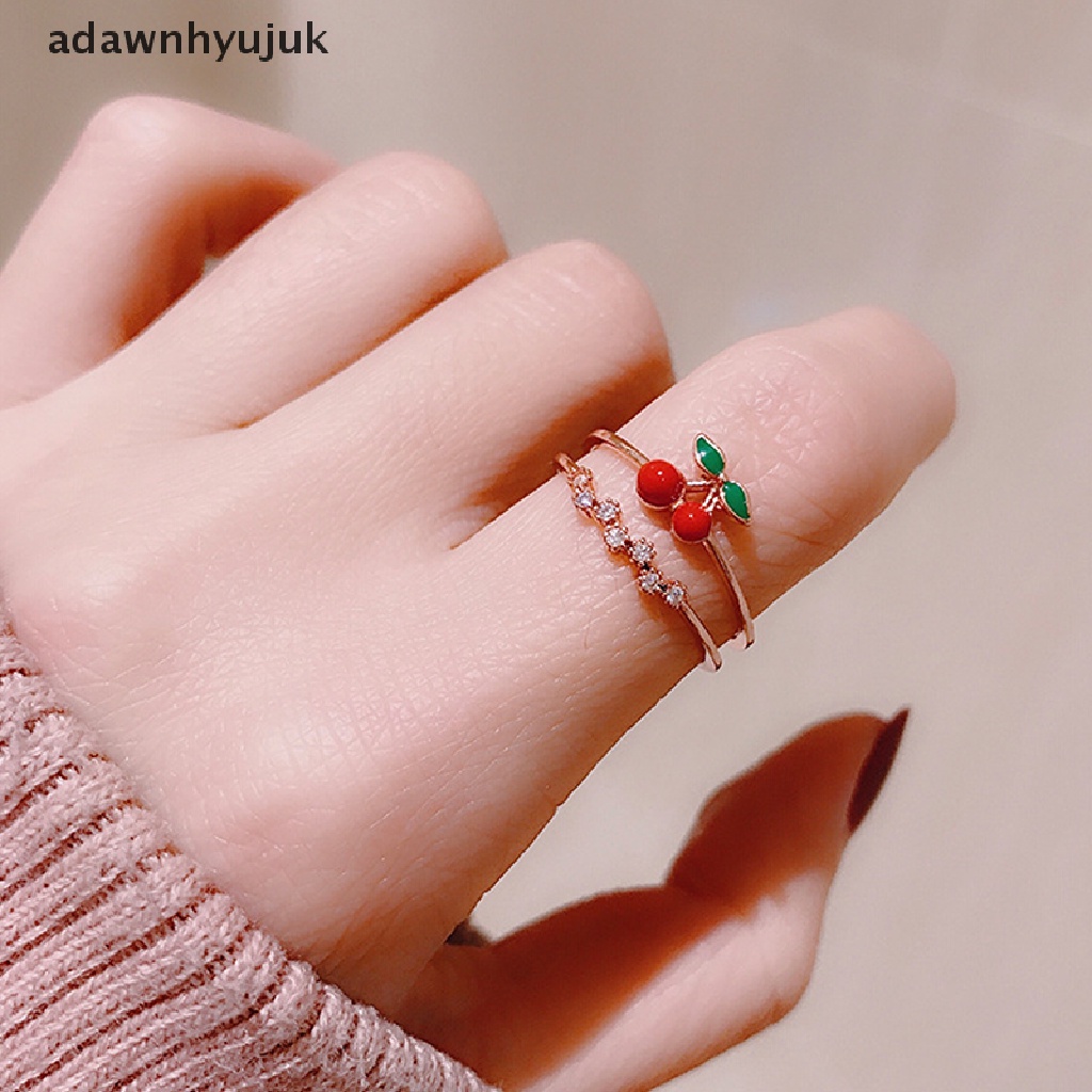 Nhẫn Hở Hình Quả Dâu Tây / Cherry Phong Cách Nhật Hàn Xinh Xắn Cho Nữ