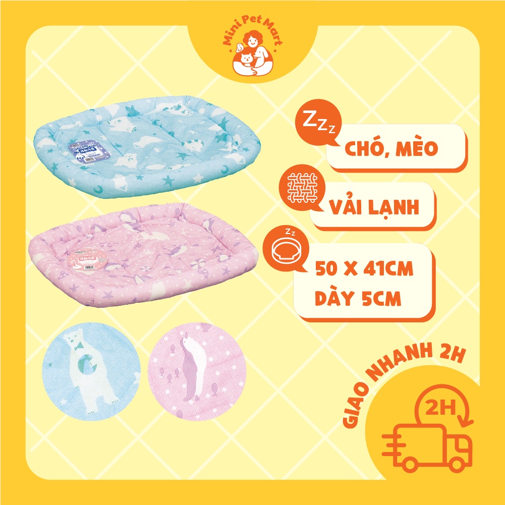 Nệm giường bằng vải lạnh cho chó mèo DOGGYMAN - hoạ tiết chim cánh cụt và gấu bắc cực siêu cấp đáng yêu