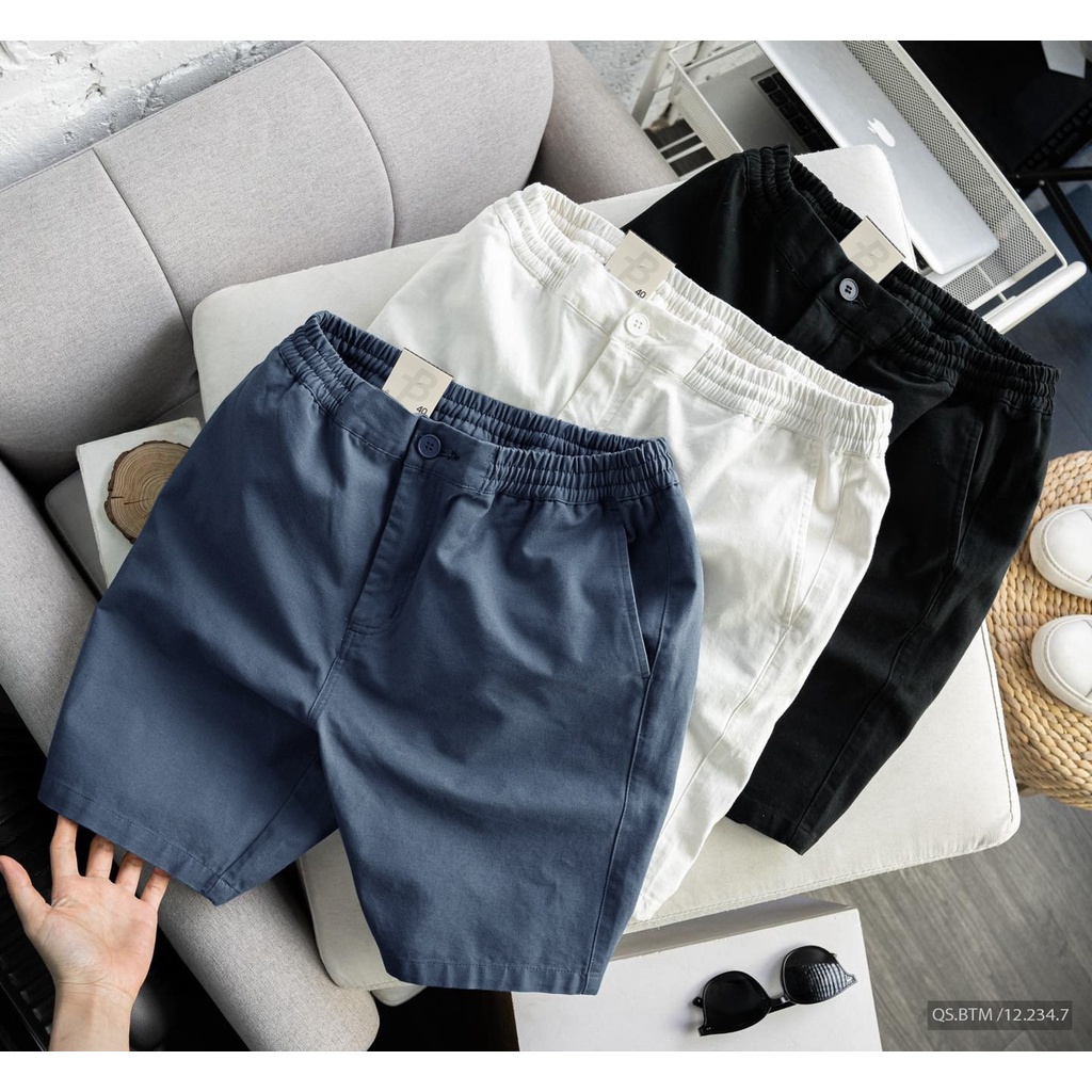 Quần short lửng kaki nam, chất vải kaki co giãn, lưng chun mặc thoải mái 2347