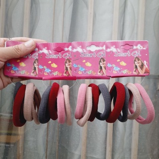 Vỉ 4 thun cột tóc mềm mịn màu nhu (bản 1cm,thun rộng 5cm)
