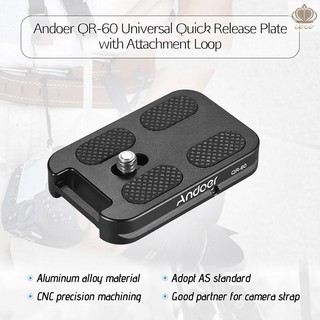 Coco* QR-60 Aluminum Alloy Universal Quick Release Plate 1/4" Screw Mount with Attachment Loop for Arca-Swiss Standa