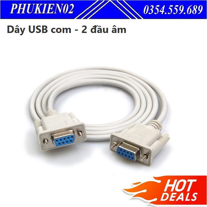 Dây USB com - 2 đầu âm RS232, cáp com 9 chân 2 đầu âm nối chéo 1.5M - Hàng chính hãng