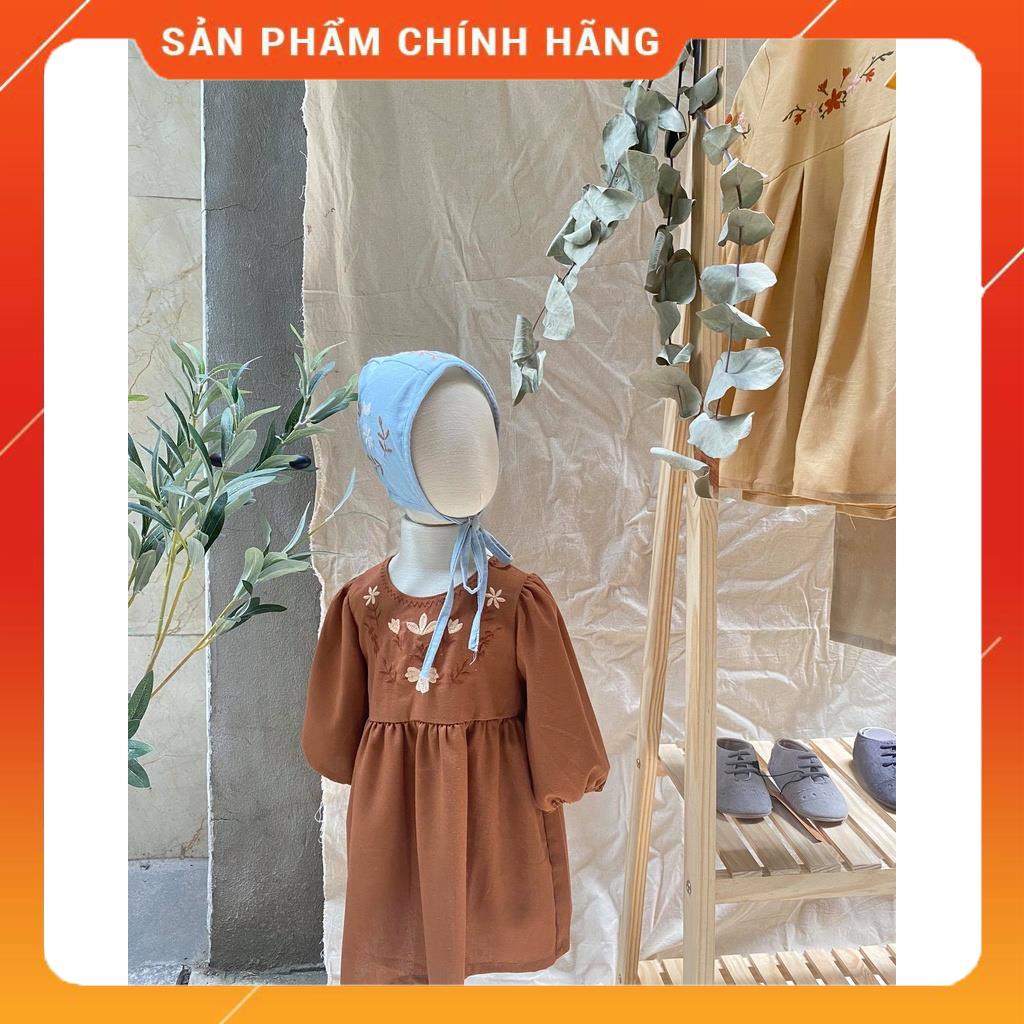 váy trơn thêu hoa dành cho bé gái 100% linen organic cotton cao cấp