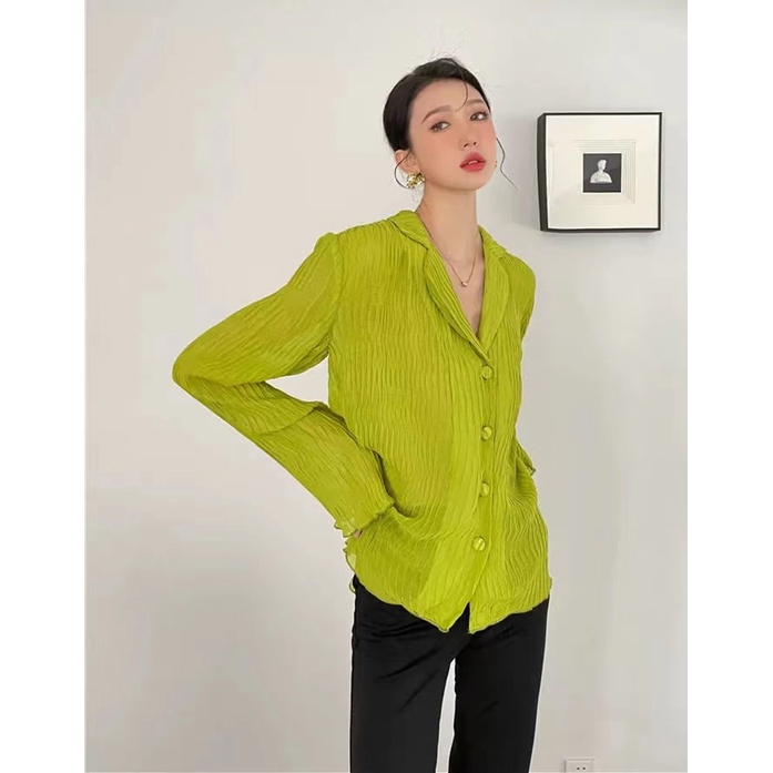 Áo Sơ Mi Nữ Cổ V Dài Tay Cổ Chữ V Thời Trang