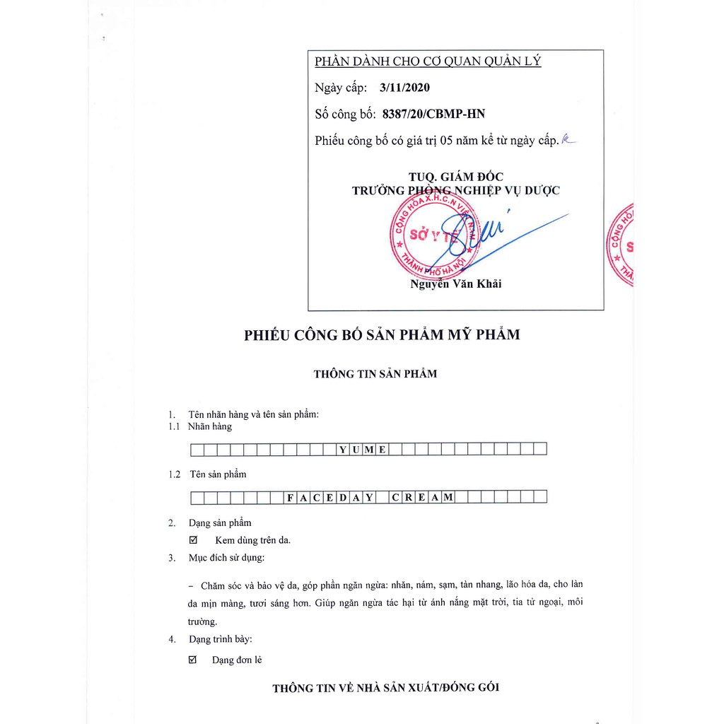 Sản phẩm kem dưỡng da Face Day Cream YUME | BigBuy360 - bigbuy360.vn