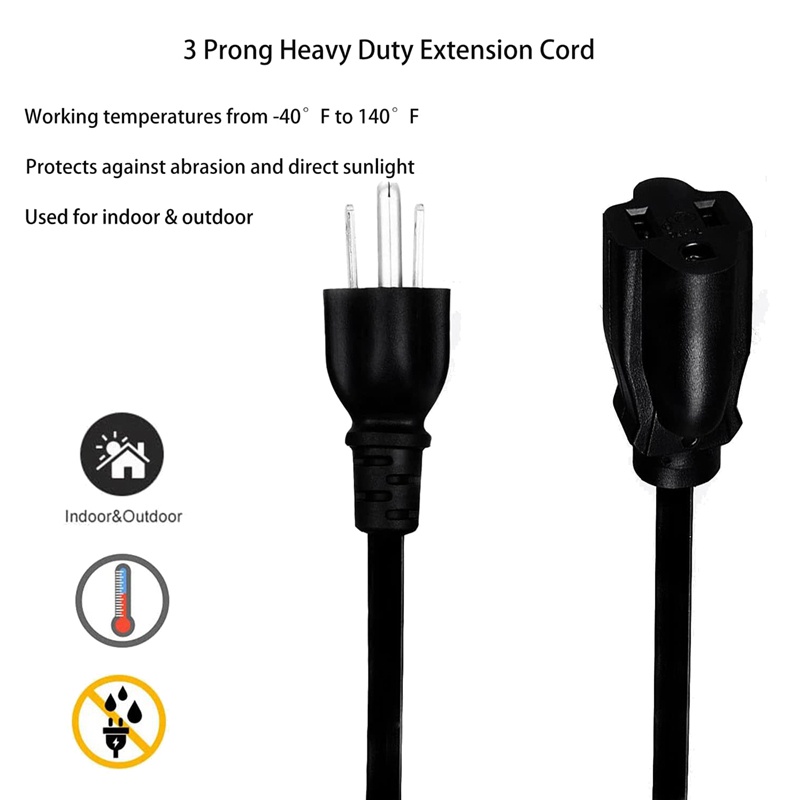1 Dây Nối Dài 3 Chấu Chống Nước Có Công Tắc 1875W 14AWG 1.5FT Phích Cắm US