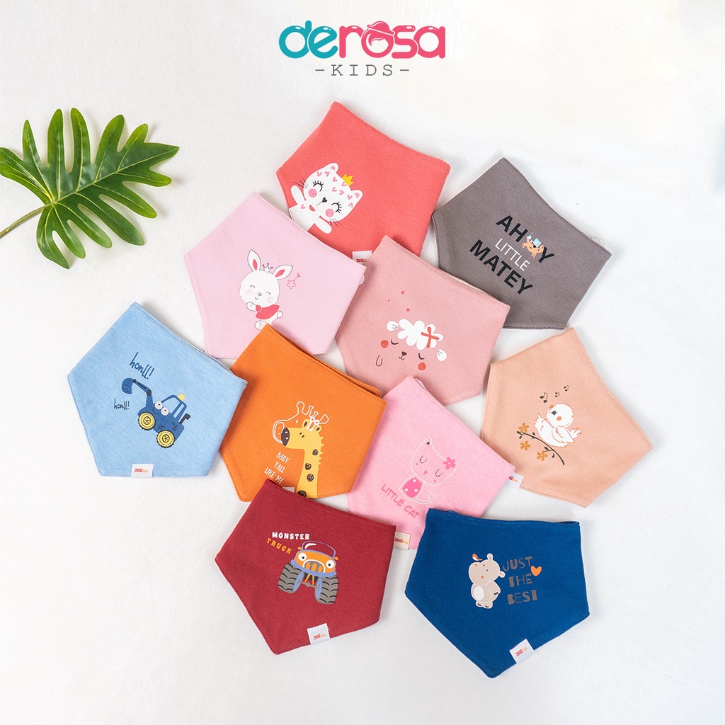 Khăn yếm tam giác cho bé chất liệu cotton 2 lớp DEROSA KIDS 018K