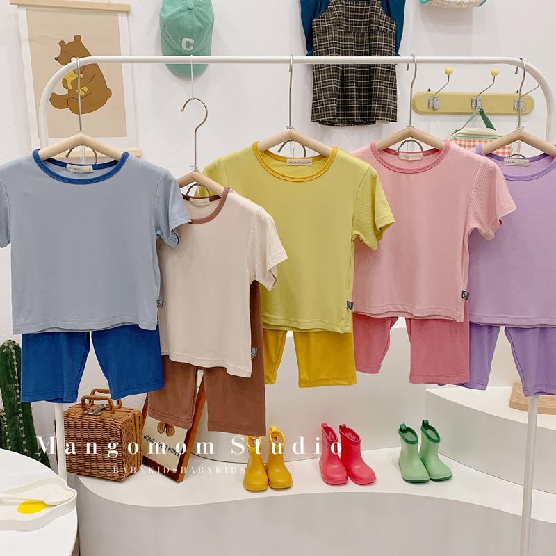 Bộ Đồ Ngủ Pijama Tay Ngắn Cổ Tròn Nhiều Màu Sắc Phong Cách Hàn Quốc Thời Trang Cho Nam Và Nữ 033