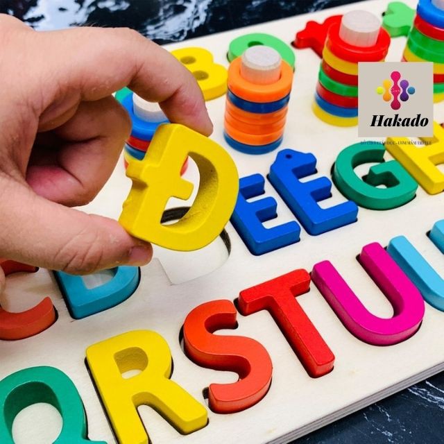 [Mã LIFETOYS1 giảm 30K đơn 99K] Giáo Cụ Montessori Cột Tính Học Đếm Kết Hợp Chữ Cái Tiếng Việt Kèm 5 Thanh Dấu