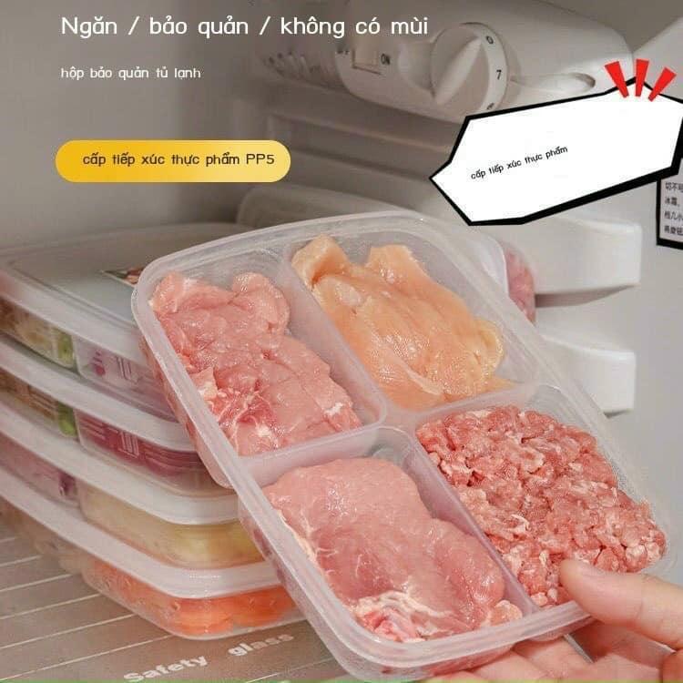 HỘP NHỰA ĐỰNG THỰC PHẨM CHIA 4 NGĂN CÓ NẮP ĐẬY TIỆN LỢI