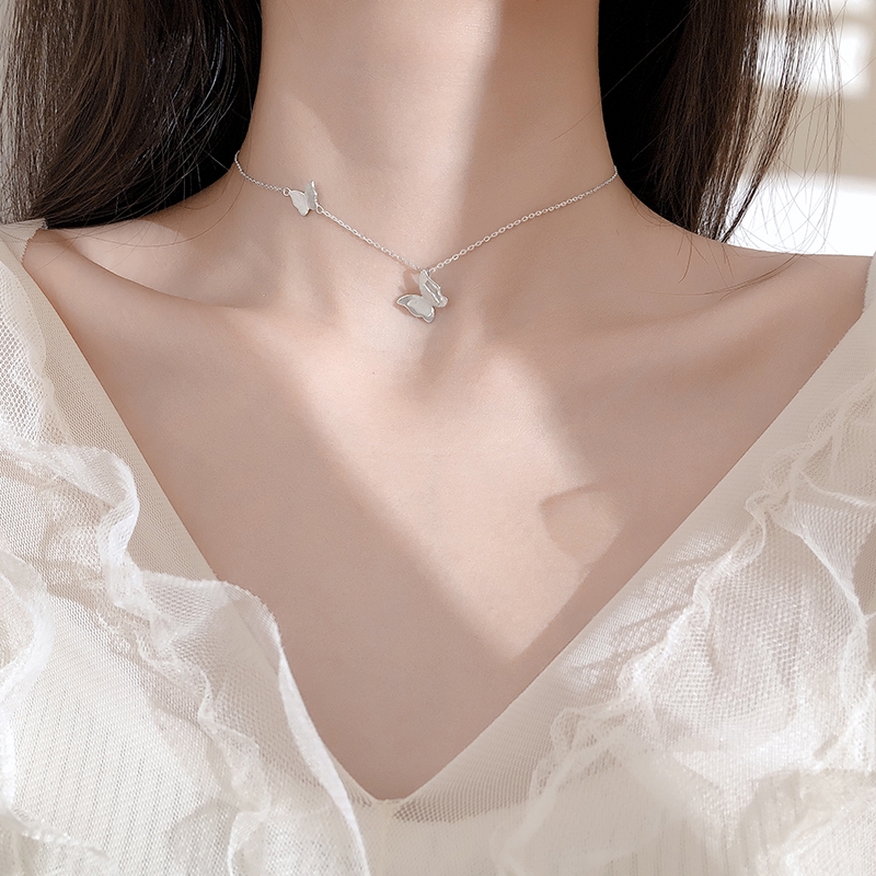 925 Silver Plated Beautiful Butterfly Necklace For Women