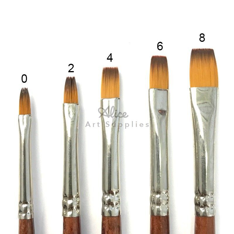 Cọ Vuông Vẽ Bút Lông Vẽ Màu Nước HAND ZBS1 Đầu Dẹt Cán Nâu