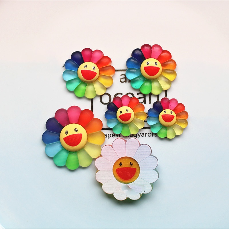 Charm hoa hướng dương mặt cười dùng trang trí Jibbitz, vỏ ốp điện thoại, kẹp tóc, DIY