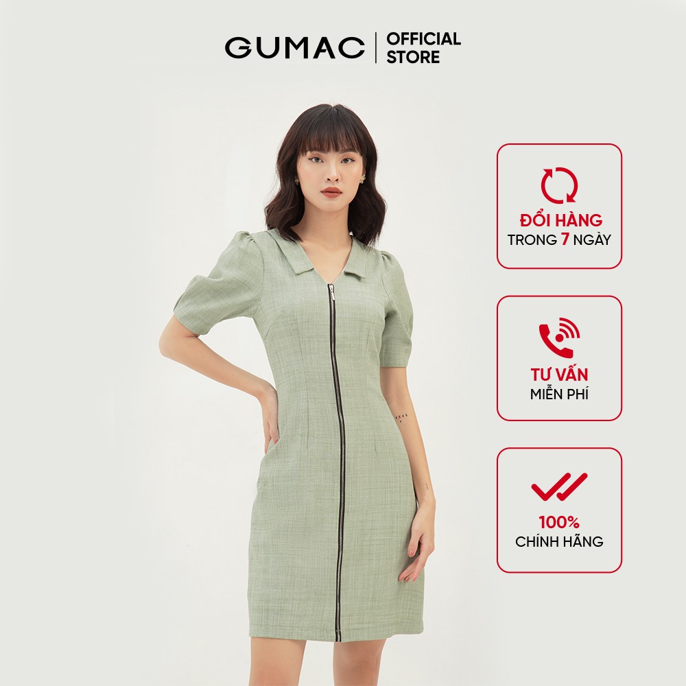 Đầm ôm nữ phối dây kéo GUMAC màu xám, đủ size, sang trọng, thanh lịch DB328