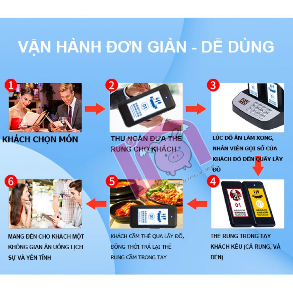 Bộ 16 thẻ rung ivn030 tự phục vụ khi đồ ăn uống làm xong thẻ chip order cho quán trà chanh trà sữa cà phê nhà hàng