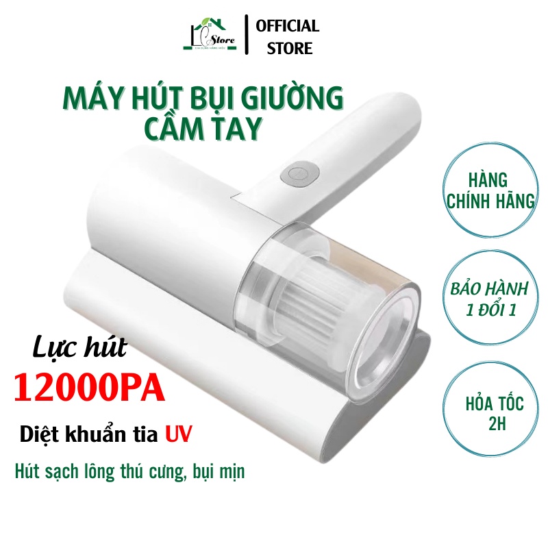 Máy hút bụi giường nệm cầm tay, máy hút bụi không dây diệt khuẩn tia UV lực hút lên đến 12000PA bảo hành 1 đổi 1