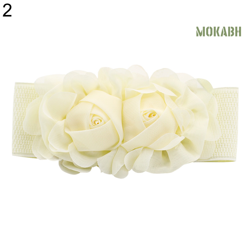 Thắt Lưng Bản Rộng Co Giãn Mặt Hoa Hồng Thời Trang Cho Nữ