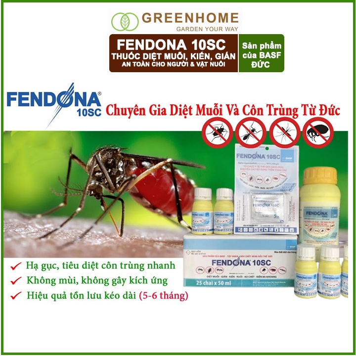 Thuốc diệt muỗi Fendona10SC, gói 5ml, hiệu quả, không mùi, diệt gián, ruồi,kiến ba khoang, côn trùng |Greenhome