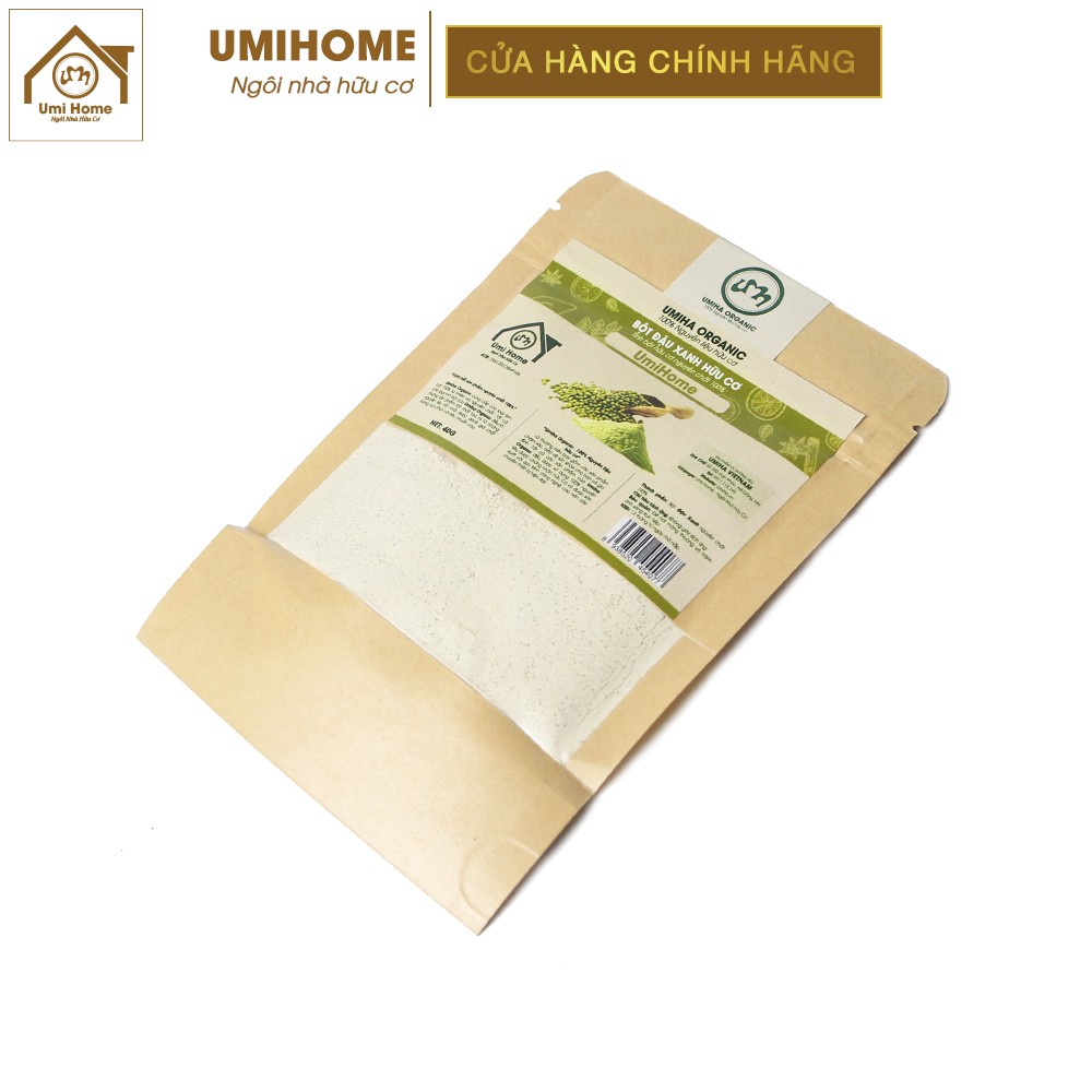 Bột Đậu Xanh hữu cơ UMIHOME nguyên chất 135G | Dùng đắp mặt nạ dưỡng da ngăn ngừa mụn trắng sáng mịn màng