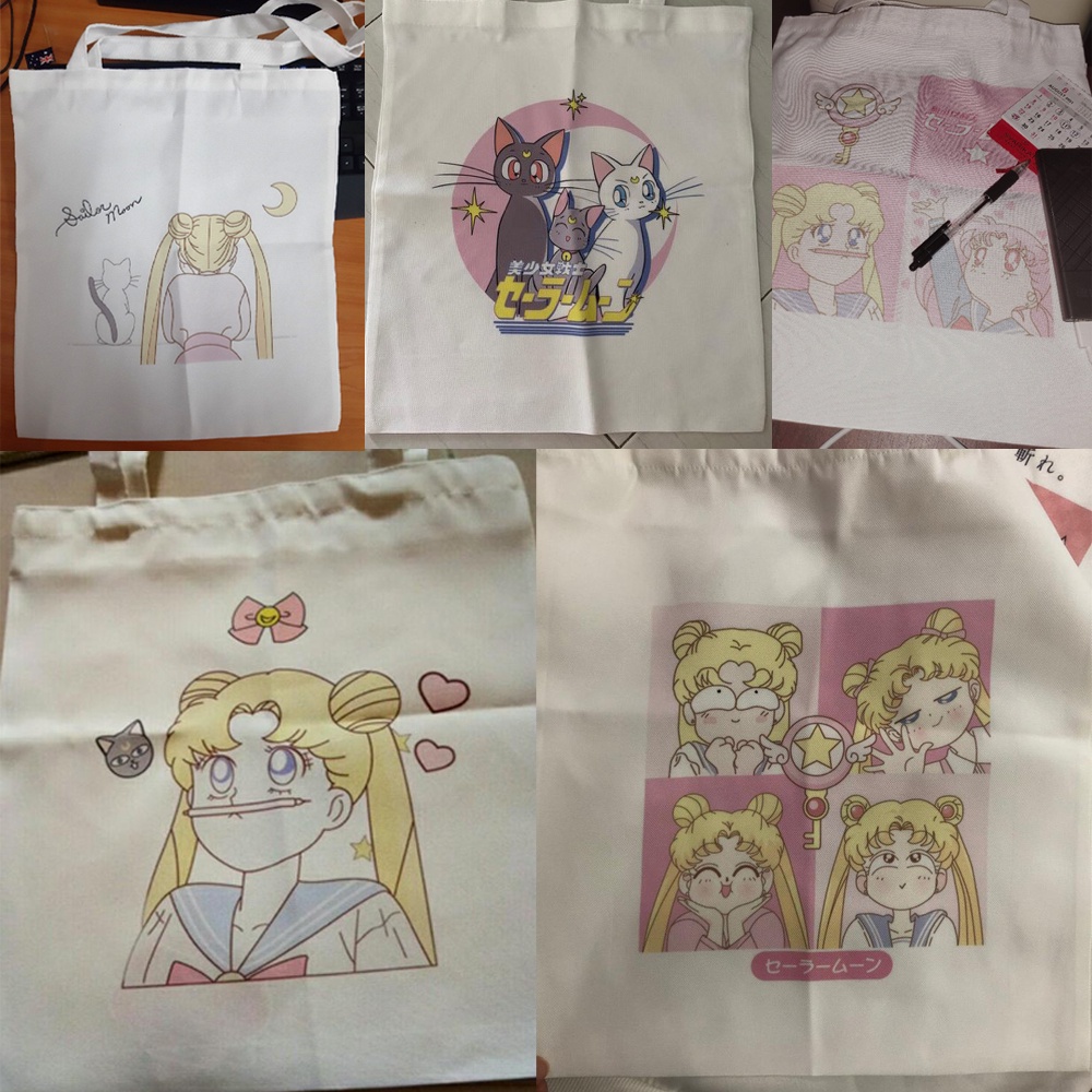 Sailor moon Túi tote Họa Tiết Thủy Thủ Mặt Trăng Hoạt Hình Phong Cách harajuku Cho Nữ