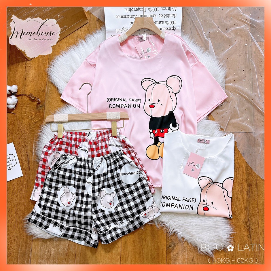 Phần 6_Đồ Mặc Nhà Pijama Lụa Latin Quần ĐÙI Freesize - Form Tiểu Thư