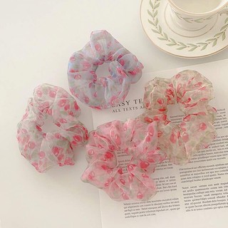 🍒Chun cột tóc scrunchies voan mỏng trái cây Cherry