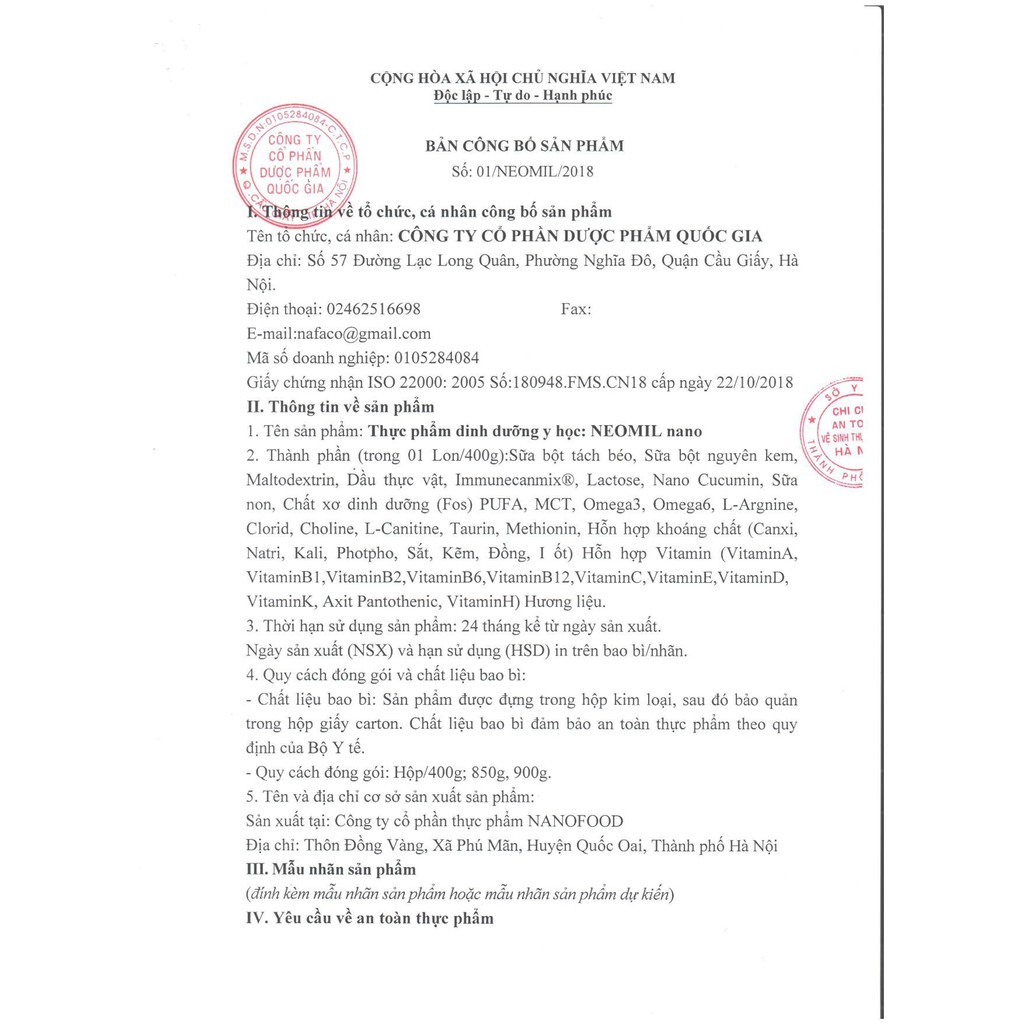 Sữa Neomil Nano 400g- Sữa tốt nhất cho người sau phẫu thuật