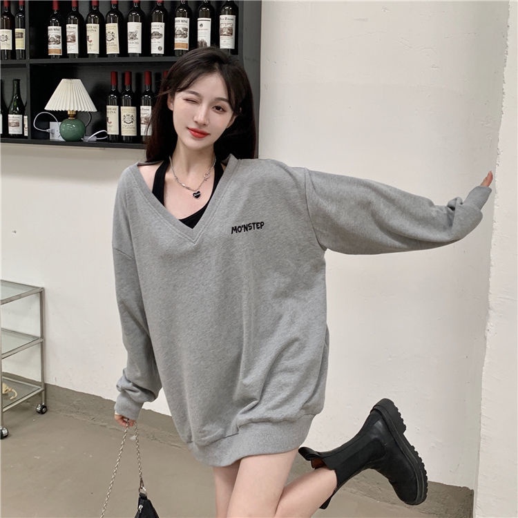 Set đồ COZOKC gồm áo không tay và áo len cổ chữ V thời trang Hàn Quốc