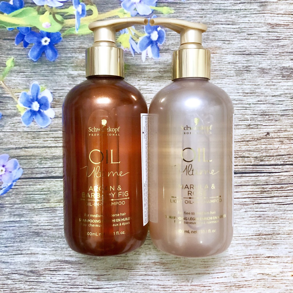 [+Tặng mũ trùm] Dầu gội chăm sóc tóc mảnh khô hư Schwarzkopf Ultime Oil Marula Rose 300ml (ĐỨC)
