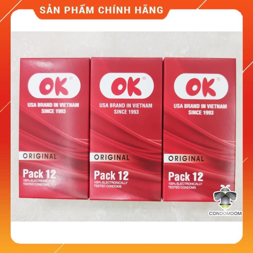 Combo 3 hộp 36 chiếc OK Original - bao cao su OK đỏ giá rẻ /áo mưa